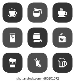Set Of 9 Beverages Icons Set.Collection Of Cup, Cream, Mug And Other Elements.