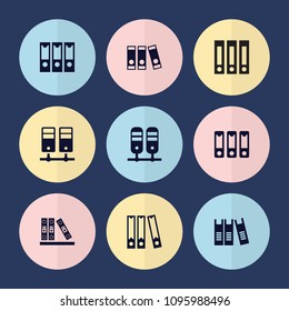 Set of 9 binders filled icons such as