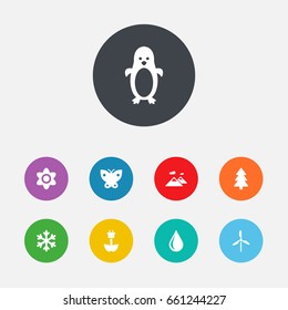 Set Of 9 Bio Icons Set.Collection Of Blob, Pinnacle, Green Power And Other Elements.