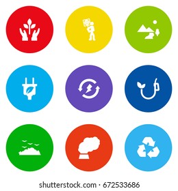 Set Of 9 Bio Icons Set.Collection Of Volunteer, Eco, Rubbish And Other Elements.