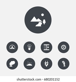 Set Of 9 Bio Icons Set.Collection Of Friendly, Rubbish, Volunteer And Other Elements.