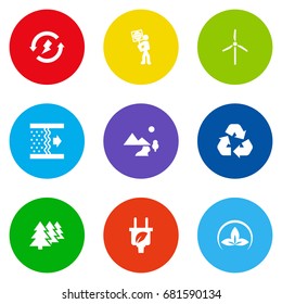 Set Of 9 Bio Icons Set.Collection Of Renewable, Volunteer, Fan And Other Elements.