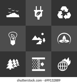 Set Of 9 Bio Icons Set.Collection Of Friendly, Rubbish, Leaf And Other Elements.