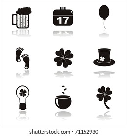 set of 9 black st. patrick's day icons