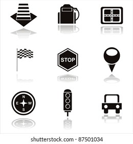 set of 9 black traffic icons