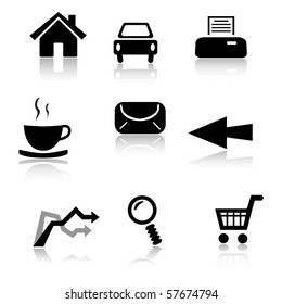 Set of 9 black and white icons