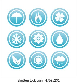 set of 9 blue nature signs