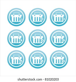 set of 9 blue shopping baskets signs