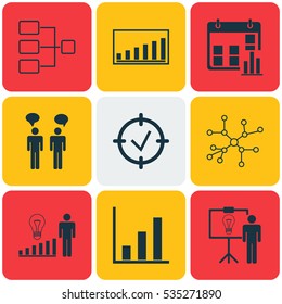 Set Of 9 Board Icons. Includes Conversation, Idea Discussion, Decision Making And Other Symbols. Beautiful Design Elements.