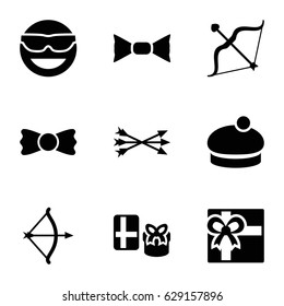  set of 9 bow filled icons such as gift, woman hat
