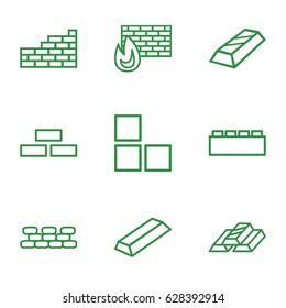 set of 9 brick outline icons such as gold, gold bar