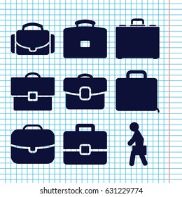 Set of 9 brief filled icons such as case, man with case