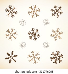 Juego de 9 copos de nieve planos y brillantes