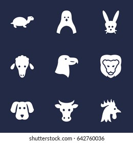 Set Of 9 Brute Icons Set.Collection Of Hound, Wildcat, Rooster And Other Elements.
