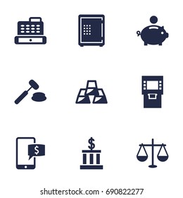 Set Of 9 Budget Icons Set.Collection Of Balance, Terminal, Judge And Other Elements.