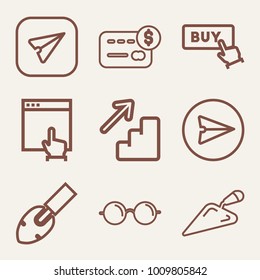 Set of 9 business outline icons such as credit card balance outlined