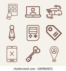 Set of 9 business outline icons such as fast delivery car outlined