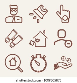 Set of 9 business outline icons such as lend money outlined