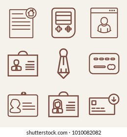 Set of 9 business outline icons such as withdraw money outlined