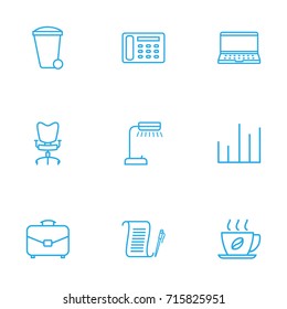 Set Of 9 Cabinet Outline Icons Set.Collection Of Recycle Bin, Agreement, Chart And Other Elements.