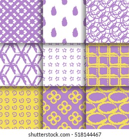 Set of 9 chalk drawn seamless patterns