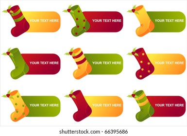 set of 9 christmas socks banners