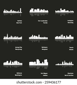 Set of 9 City ( Buffalo, Fort Lauderdale, Lexington, Jersey City, Baltimore, Peoria, Bellevue, Fort Wayne, Charlotte )