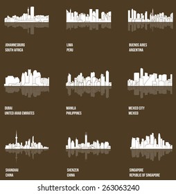 Set of 9 City (Johannesburg, Lima, Buenos Aires, Dubai, Manila, Mexico City, Shanghai, Shenzen, Singapore)