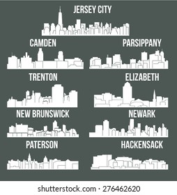 Set of 9 city in New Jersey ( Jersey City, New Brunswick, Newark, Parsippany, Trenton, Paterson, Hackensack, Camden, Elizabeth)