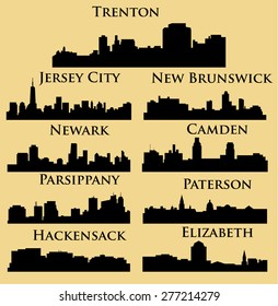 Set of 9 city in New Jersey ( Jersey City, New Brunswick, Newark, Parsippany, Trenton, Paterson, Hackensack, Camden, Elizabeth )