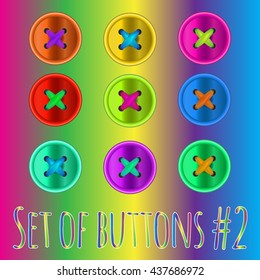 Set of 9 color clothing buttons. Sewing buttons set for patchwork.