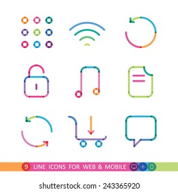 set from 9 color icons for web and mobile