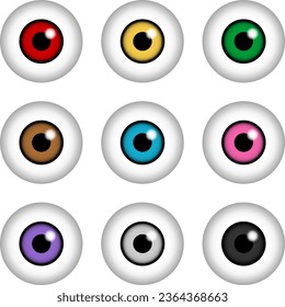 Conjunto de 9 globos oculares coloridos