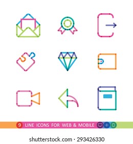 set from 9 colorful icons for web and mobile
