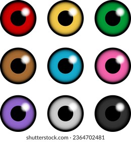 Set of 9 Colorful Pupils