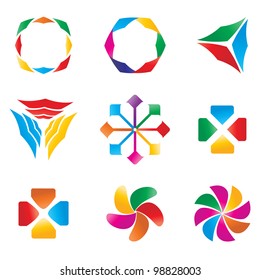 Set of 9 colorful signs for your website