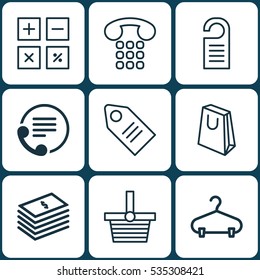 Set Of 9 Commerce Icons. Includes Callcentre, Handbag, Peg Symbols. Beautiful Design Elements. Set Of 9 Commerce Icons. Includes Callcentre, Handbag, Peg Symbols. Beautiful Design Elements.