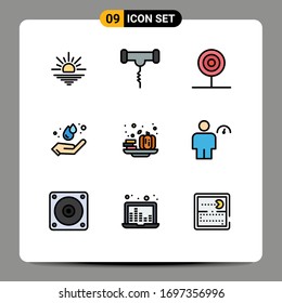 Set mit 9 Flat Colors für kommerzielle Zwecke für den Herbst; Energie; Süßigkeiten; Ökologie; Vektorillustration-Design-Elemente für Küchen