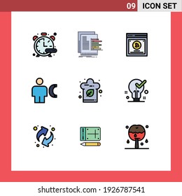 Set of 9 Commercial Filledline Flat Colors pack for info; call; valuation; body; split testing Editable Vector Design Elements