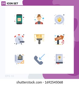 Set of 9 Commercial Flat Colors pack for direction; construction; gluten; brush; hobby Editable Vector Design Elements