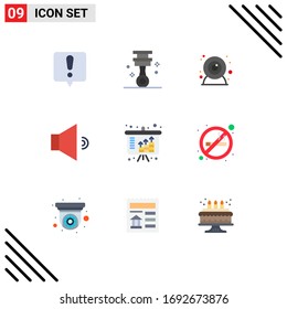 Paquete de 9 colores planos comerciales para cigarrillos; ingresos; cámara web; crecimiento; elementos de diseño de vectores editables de volumen