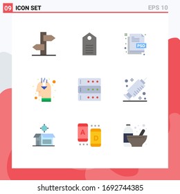 Paquete de 9 colores planos comerciales para opinión pública; comercialización; desgaste; idea; elementos de diseño de vectores editables de archivos