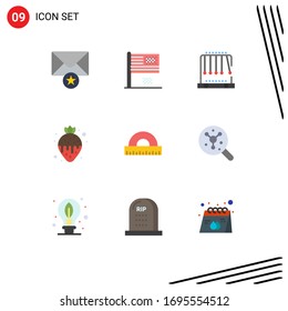 Set of 9 Commercial Flat Colors pack for drawing; strawberry fondue; gravity; strawberry; dessert Editable Vector Design Elements