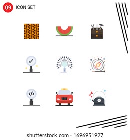 Paquete de 9 colores planos comerciales para buscar; herramientas; alimentos; carpintero; elementos de diseño de vectores editables de herramientas
