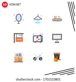 Paquete de 9 colores planos comerciales para el hotel; colgar; moda; consejo de administración; materiales de diseño de vectores editables de fábrica