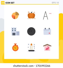 Set of 9 Commercial Flat Colors pack for sport; university; thanksgiving; school; font Editable Vector Design Elements