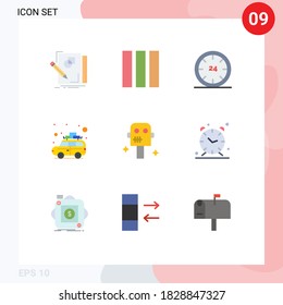 Set of 9 Commercial Flat Colors pack for space; travel; and; car; night Editable Vector Design Elements