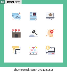 Set mit 9 kommerziellen Flachfarben für die Durchsetzung; Sport; Video; öffentlich; Arena Editierbare Vectordesign-Elemente