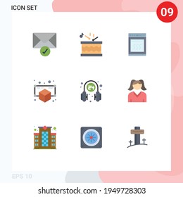 Set of 9 Commercial Flat Colors pack for operator; headphone; kitchen; point; model Editable Vector Design Elements
