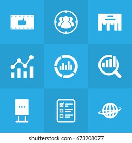 Set Of 9 Commercial Icons Set.Collection Of Like, Inbox, Market And Other Elements.